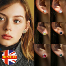 Genuine 925 Sterling Silver 10MM Round Cut Diamond AAA Crystal Ear Stud Earrings