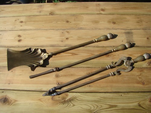 Antique brass set fire - set, 3