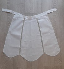 Vintage White Organdie Waitress Apron  Tatted Lace Trim.