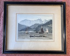 SAILBOATS SCOTTISH LOCH Antique 1820 Original Georgian Era Aquatint Etching