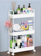 SOLEJAZZ 3-Tier Storage Trolley Cart Slide-Out, Slim Rolling Utility Shelf