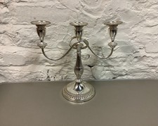 VINTAGE SILVER METAL FINISH TABLE CANDELABRA ~ WEDDING DECOR SHABBY CHIC
