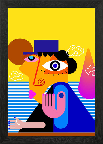 Cubism abstract framed - abstract, wall