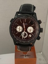 Rotary Mens Aquaspeed Chronograph Date Black Leather Strap Watch GB03778/04