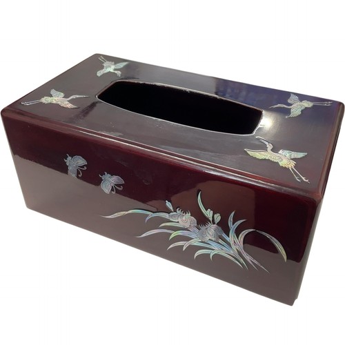 Wooden lacquered tissue box - lacquered,