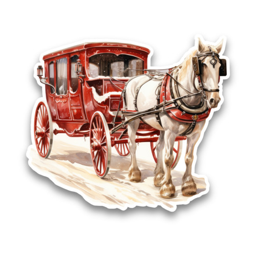 Watercolour horse and - watercolour, cart