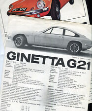 Ginetta G15 G21 leaflets + Price List c.1970