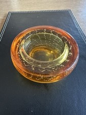 Mid-Century Whitefriars Amber-Coloured Controlled Bubble Glass Ashtray/Bowl