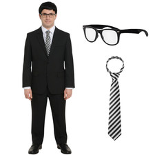 INBETWEENER WILL COSTUME SCHOOL ADULT FANCY DRESS BLAZER STRIPE TIE GLASSES TV