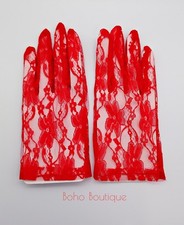 Vintage Style Red Lace Gloves