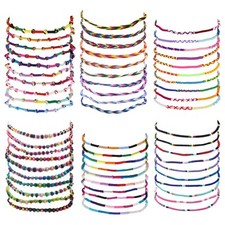 2 Woven Colourful Fabric Handmade Cotton Thread String Kids Friendship Bracelets