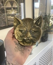 Vintage Brass Cat Trinket Dish