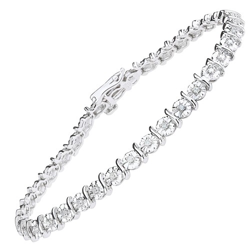 9ct white gold diamond tennis - 9ct,