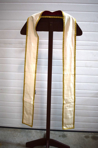 Used white stole gold trim - gold,