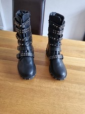 Womens Black Mid Calf Slim Fit Boots Size 6