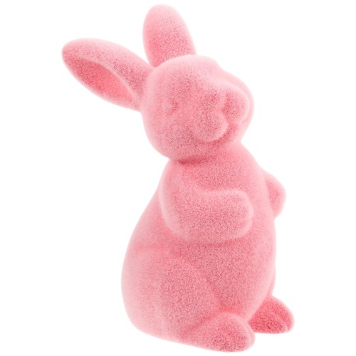 Flocked pink bunny - bunny, sculpture