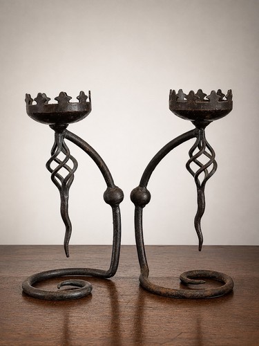 Pair hand worked wrought - a,