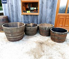 Oak Whiskey Half Barrel Planters (Multiple Size Options) Perfect Plant Container