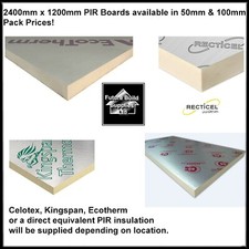 Celotex Recticel PIR Insulation boards 25mm 50mm or 100mm x 2400mm x 1200mm