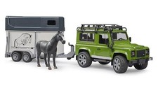 BRUDER Land Rover Defender with Horse Trailer & Horse - B102592 - FARM TOY
