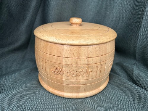 Vintage wooden biscuit barrel - vintage,
