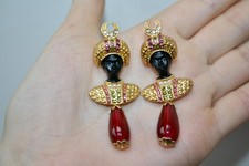 Askew London Vintage Blackamoor Earrings Gold Tone Signed