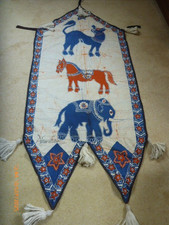 Vintage Indian Batik Toran, Door Hanging  72" x 30" with 8 Tassels Folk Art