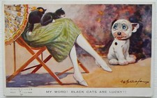 G.E. Studdy. "Bonzo". My Word! Black Cats Are Lucky !! Valentine's No. 1052.