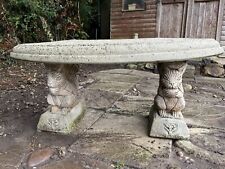 Weathered Solid Stone Carved Seat Squirrel Design Curved