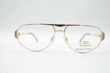 Vintage Titanos T-845 Titan Gold Multicolored Oval Glasses Frame NOS