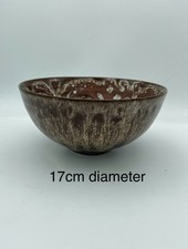 Woburn Pottery Bowl in Brown with Cream dipped raised pattern