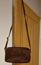 Yoshi Brown Leather Shoulder Bag Bourbon Biscuit Pattern