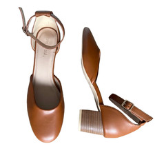 Long Tall Sally Court Shoes Megan Brown Womens Size UK 8 EU 42 US 10 Block Heels