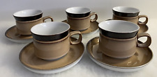 Denby Country Cuisine Set of 5 Tea/Coffee Cups Mugs Two Tone Brown Retro