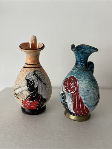 Pair greek mini vases - greek, hand