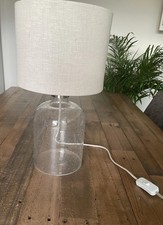 Small Bubble Table Lamp With Neutral Linen Fabric Shade. New. No Box. No Tags