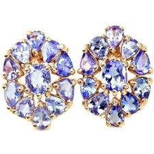 NATURAL AAA BLUE TANZANITE OVAL & PEAR STERLING 925 SILVER STUD EARRING