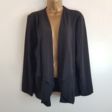 NEW Ex WALLIS 10-12 Black Chiffon Waterfall Smart Blazer Jacket Cover Up