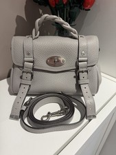 Mulberry mini Alexa pale grey Heavy grain leather- silver Hardware