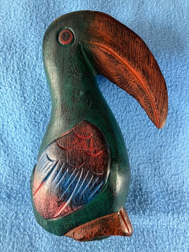 Wooden toucan tall statue - wooden,