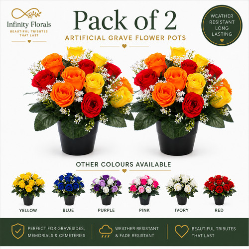 Artificial grave flowers rose - artificial,