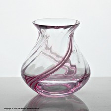 Caithness Glass hand-made glass vase, pink swirls