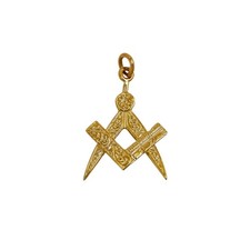 Pre-Owned 9ct Gold Masonic Compass & Square Pendant