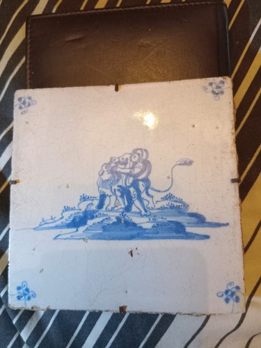 Antique blue and white dutch - white,