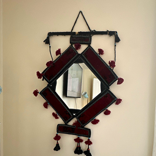 Square wall mirror red - red, black