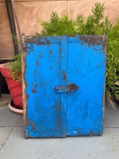 1700s Antique Original Wooden Hand Crafted Blue Painted Old House Window Door