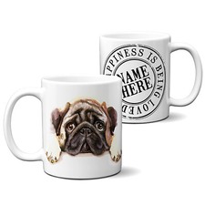 Personalised Pug Mug Pet Portrait Cup Dog Watercolour Puppy Love Custom KDM28