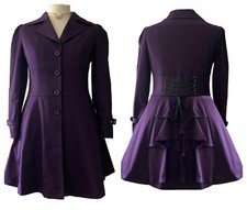 Riding Jacket Coat Victorian Steampunk Gothic Corset Back 8 10 12 14 16 Purple