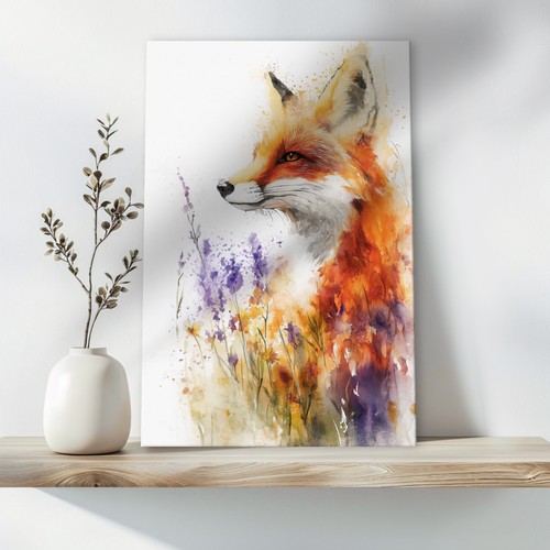 Fox watercolour canvas - watercolour,