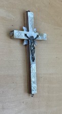 Vintage Mother Of Pearl Crucifix  On Wood - Bethlehem - 15cm x 8.5cm